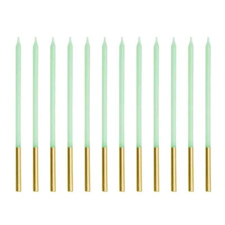 Candelina Stelo 14cm Menta Pastello 12pz Candeline Stelo