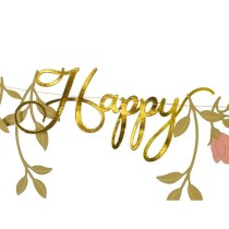 Festone Happy Birthday Oro con Fiorellini 1,3mt Festoni Buon Compleanno