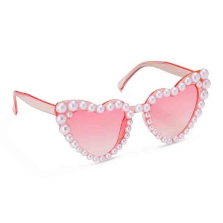 Occhiali da Sole sagomati Cuore Rosa con Perle Occhiali Party