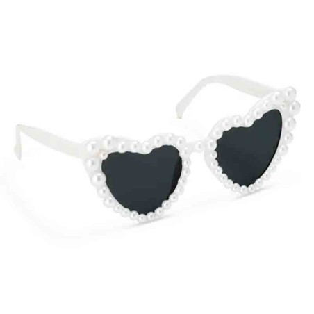 Occhiali da Sole sagomati Cuore Bianco con Perle Elegant Milestone Birthday