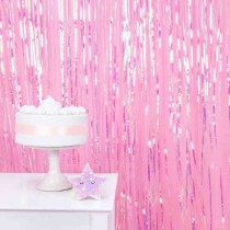 Frange Decorative in Foil Rosa Iridescente H.2mt Frange