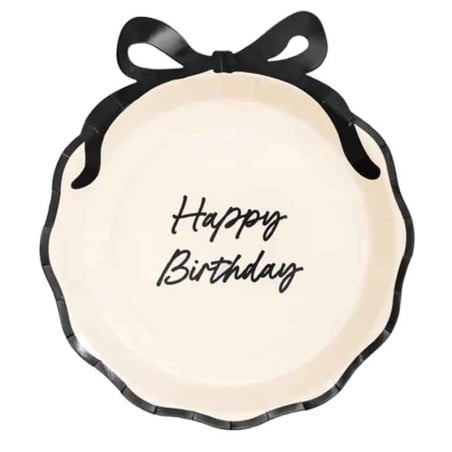Piatto di Carta 24cm Fiocco Nero "Elegant Milestone" 6pz Elegant Milestone Birthday