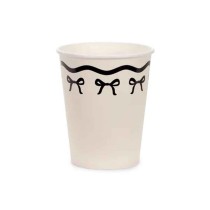 Bicchiere di Carta 220ml con Fiocco Nero "Elegant Milestone" 6pz Elegant Milestone Birthday