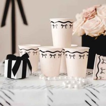 Bicchiere di Carta 220ml con Fiocco Nero "Elegant Milestone" 6pz Elegant Milestone Birthday
