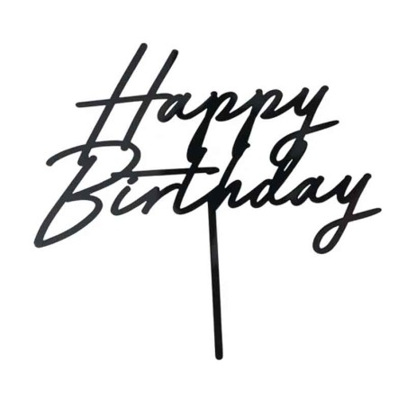 Cake Topper di Plastica 18cm Happy Birthday Nero "Elegant Milestone" Elegant Milestone Birthday
