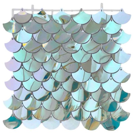 Pannello di Sfondo Quadrato con Paillettes a forma di Squame Iridescenti 30 x 30 cm Pannello di Sfondo Oaktree