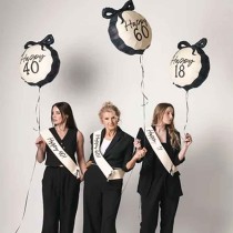Palloncino in Foil 22" Happy 40 con Fiocco Nero "Elegant Milestone" Elegant Milestone Birthday