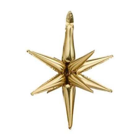 Palloncino in Foil 24" Stella a 12 Punte Oro Satinato 3D "Star" Stelle 3D
