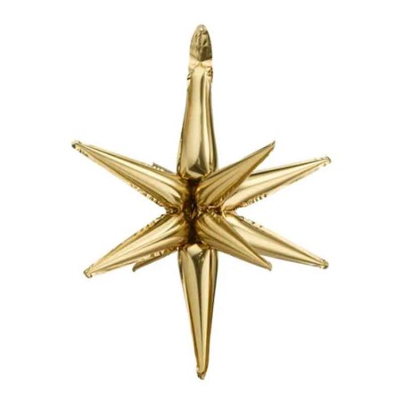 Palloncino in Foil 31" Stella a 12 Punte Oro Satinato 3D "Star" Stelle 3D