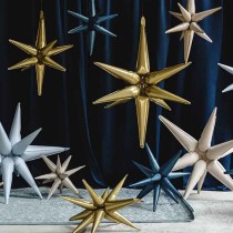 Palloncino in Foil 47" Stella a 12 Punte Oro Satinato 3D "Star" Stelle 3D