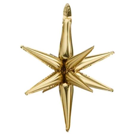 Palloncino in Foil 47" Stella a 12 Punte Oro Satinato 3D "Star" Stelle 3D