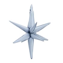 Palloncino in Foil 24" Stella a 12 Punte Celeste Nuvola Satinato 3D "Star" Stelle 3D