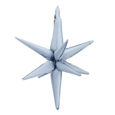 Palloncino in Foil 31" Stella a 12 Punte Celeste Nuvola Satinato 3D "Star" Stelle 3D
