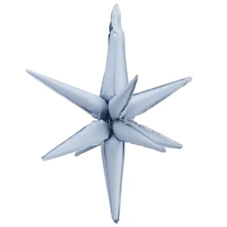 Palloncino in Foil 47" Stella a 12 Punte Celeste Nuvola Satinato 3D "Star" Stelle 3D
