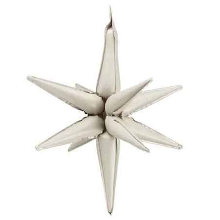 Palloncino in Foil 47" Stella a 12 Punte Latte Satinato 3D "Star" Stelle 3D