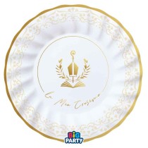 Piatto di Carta 25cm La Mia Cresima "Elegant" 6pz Santa Cresima