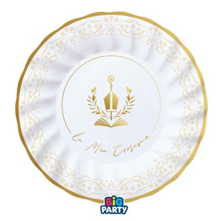 Piatto di Carta 20cm La Mia Cresima "Elegant" 6pz Santa Cresima