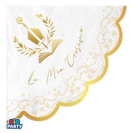 Tovagliolo di Carta Ø33cm Smerlato La Mia Cresima "Elegant" 16pz Santa Cresima