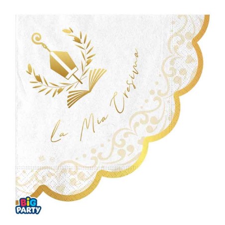 Tovagliolino di Carta 25x25cm Smerlato La Mia Cresima "Elegant" 16pz Santa Cresima