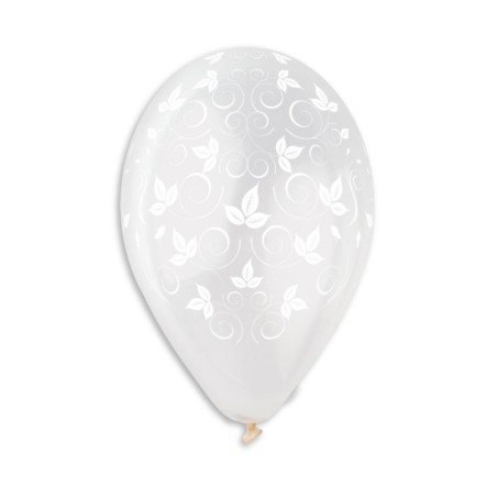 Palloncino in Lattice 13" GS120 Trasparente con Stampa Edera 50pz Gemar "Wedding/Anniversary"