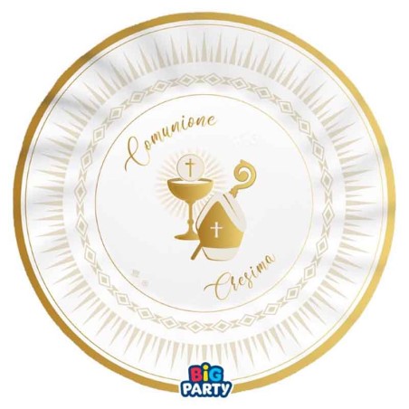 Piatto di Carta 25cm Comunione e Cresima 6pz Prima Comunione e Cresima