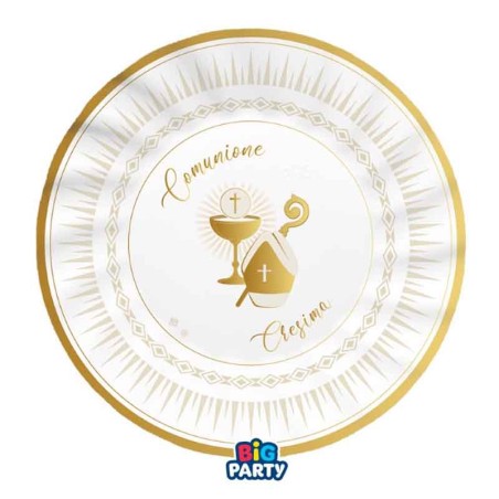 Piatto di Carta 20cm Comunione e Cresima 6pz Prima Comunione e Cresima