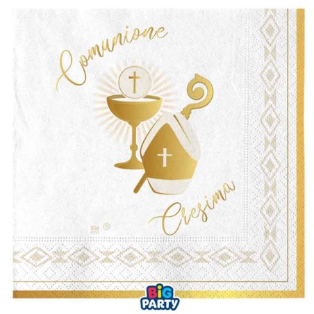 Tovagliolo di Carta 33x33cm Comunione e Cresima 16pz Prima Comunione e Cresima