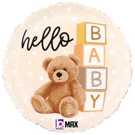 Palloncino in Foil 18" Orsetto Teddy "Hello Baby" Nascita e Battesimo Grabo