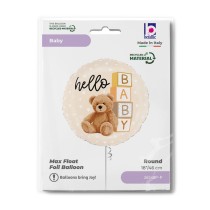 Palloncino in Foil 18" Orsetto Teddy "Hello Baby" Nascita e Battesimo Grabo