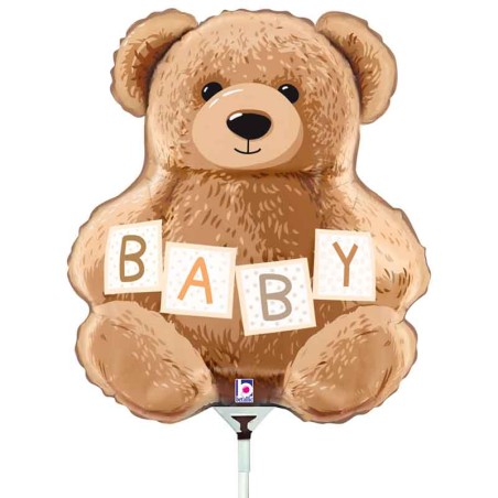 Palloncino in Foil 14" Mini Shape Orsetto Teddy "Baby" Nascita e Battesimo Grabo