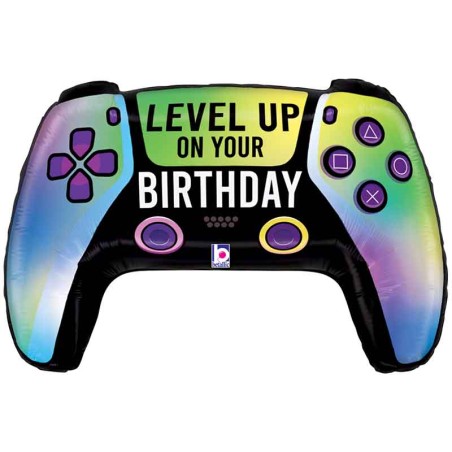 Palloncino in Foil 35" Super Shape Joystick "Game Controller Birthday" Happy Birthday Grabo
