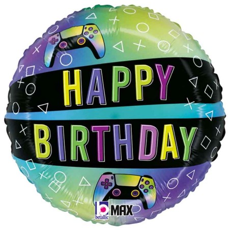 Palloncino in Foil 18" Happy Birthday Joystick "Game Controller Birthday" Happy Birthday Grabo