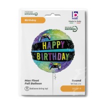Palloncino in Foil 18" Happy Birthday Joystick "Game Controller Birthday" Happy Birthday Grabo