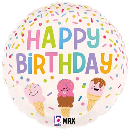Palloncino in Foil 18" Happy Birthday Gelato "Ice Cream" Happy Birthday Grabo