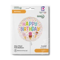 Palloncino in Foil 18" Happy Birthday Gelato "Ice Cream" Happy Birthday Grabo