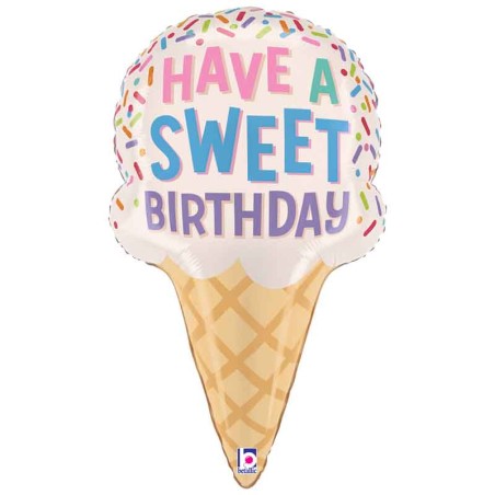 Palloncino in Foil 32" Super Shape Cono Gelato "Happy Birthday" Happy Birthday Grabo