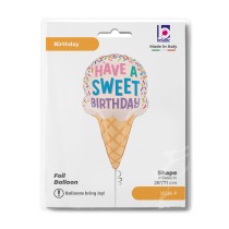 Palloncino in Foil 32" Super Shape Cono Gelato "Happy Birthday" Happy Birthday Grabo