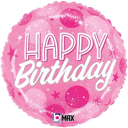 Palloncino in Foil 18" Happy Birthday Confetti Rosa "Pink Sparkle Dots" Happy Birthday Grabo