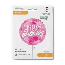 Palloncino in Foil 18" Happy Birthday Confetti Rosa "Pink Sparkle Dots" Happy Birthday Grabo