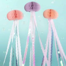 Decorazioni di Carta a Nido D'Ape Meduse Mix Rosa 3pz Addobbi e Accessori Sirena