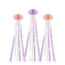 Decorazioni di Carta a Nido D'Ape Meduse Mix Rosa 3pz Addobbi e Accessori Sirena