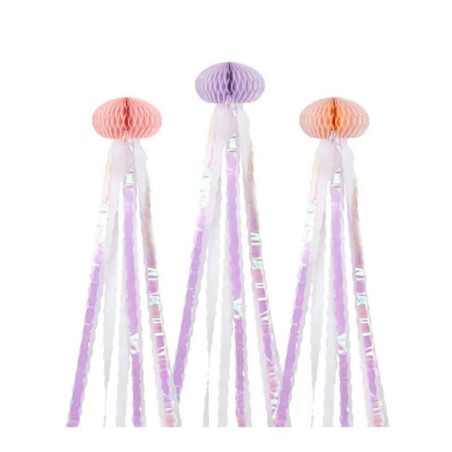 Decorazioni di Carta a Nido D'Ape Meduse Mix Rosa 3pz Addobbi e Accessori Sirena