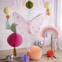 Pignatta in Cartoncino Rigido sagomata Farfalla Rosa "Pinata" Pignatte Fantasia