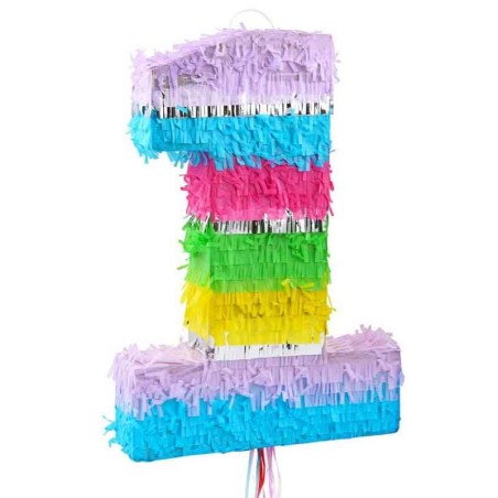Pignatta in Cartoncino Rigido sagomata N.1 Arcobaleno "Pinata" Pignatte Serie Numerali