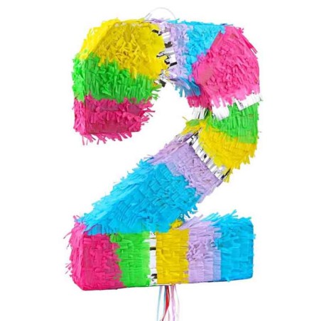 Pignatta in Cartoncino Rigido sagomata N.2 Arcobaleno "Pinata" Pignatte Serie Numerali