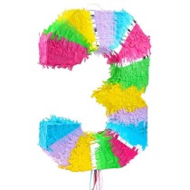 Pignatta in Cartoncino Rigido sagomata N.3 Arcobaleno "Pinata" Pignatte Serie Numerali