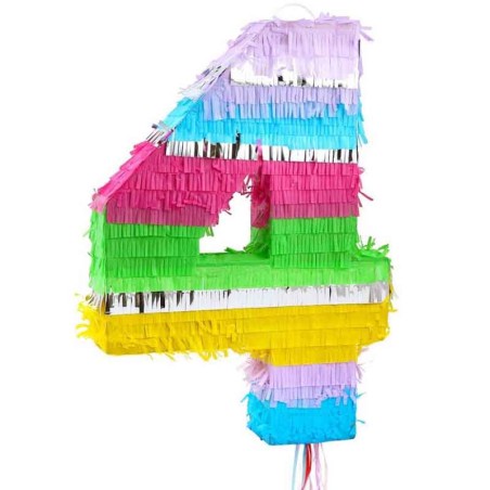 Pignatta in Cartoncino Rigido sagomata N.4 Arcobaleno "Pinata" Pignatte Serie Numerali
