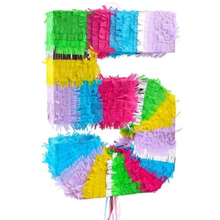 Pignatta in Cartoncino Rigido sagomata N.5 Arcobaleno "Pinata" Pignatte Serie Numerali