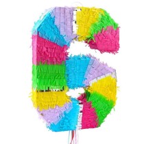 Pignatta in Cartoncino Rigido sagomata N.6 Arcobaleno "Pinata" Pignatte Serie Numerali