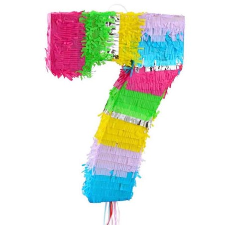 Pignatta in Cartoncino Rigido sagomata N.7 Arcobaleno "Pinata" Pignatte Serie Numerali